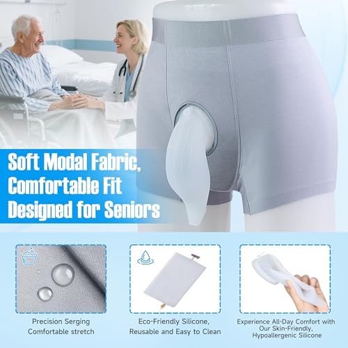 SorealGroup External Catheter for Men with Detachable Silicone Urine Bag (1000mL) | Wearable Urine Collector for Men with Reusable Tube 39.4in, Adjustable Anti-Slip Straps | Home & Daily Use - Image 5