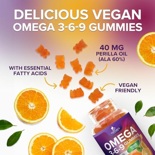 Nutritional certification and non-GMO feature highlights on perilla oil omega gummies