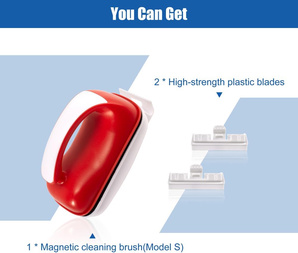 Small size aquarium scraper tool packaged with specialized plastic blades for glass safety.