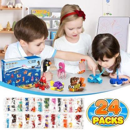 Assembled mini shark seahorse and dolphin models from the HOGOKIDS classroom prizes collection.