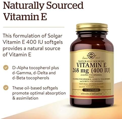 Naturally sourced d-Alpha Tocopherol supplement by Solgar ingredient list view