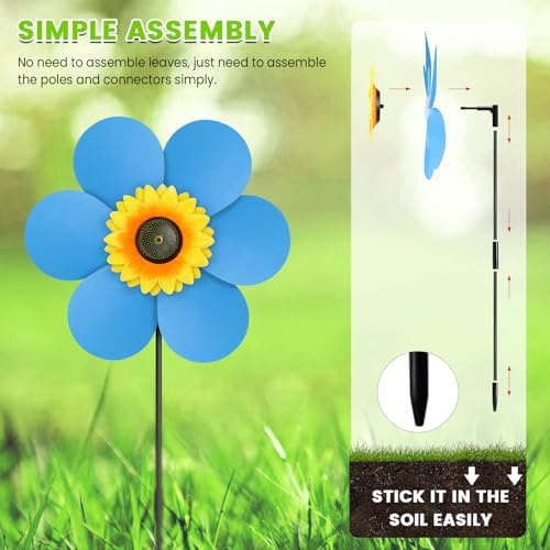 Durable fiberglass stakes for sunflower wind spinners