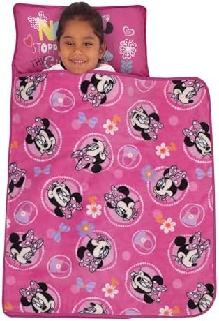 NoJo toddler nap mat rolled up securely with built in Velcro straps and carrying handle