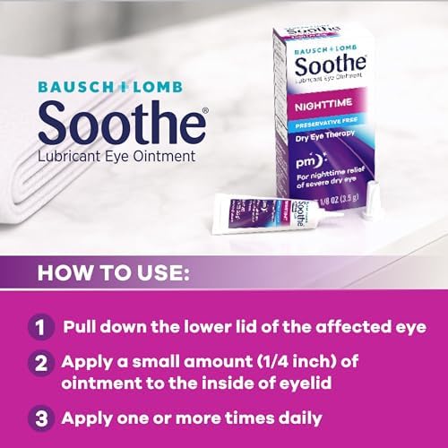 Bausch + Lomb Soothe Night Time Lubricant Eye Ointment tube for severe dry eye therapy.