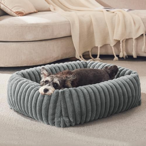 FURTIME Dog Bed for Small Dogs, Washable Orthopedic Dog Cat Bed with Removable Cover, Rectangle Soft Calming Sleeping Puppy Bed Durable Pet Cuddler with Anti-Slip Bottom, Grey, S (20"x19"x6") - Image 2