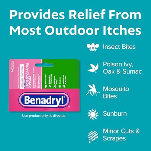 Imported Benadryl 1 ounce itch stopping cream with antihistamine blocker ingredients.