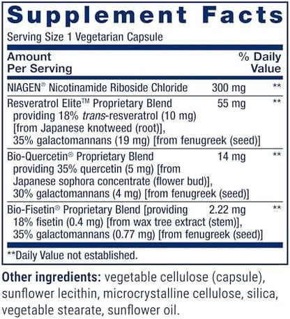 Back of Life Extension supplement bottle with nutrition facts and ingredients