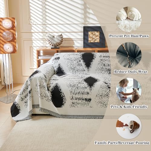 MYSKY HOME Farmhouse Couch Throw protecting furniture from dogs