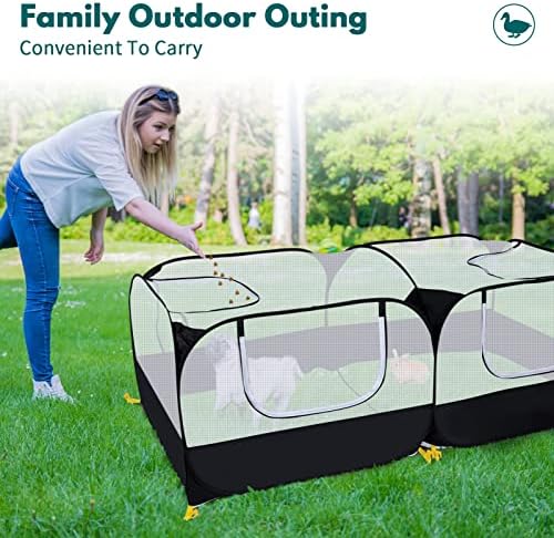 Small Animals Playpen,Pet Cage Tent Large Chicken Run Coop with Detachable Bottom Breathable Transparent Mesh Walls, Foldable Pet Enclosure for Puppy Kitten Rabbits Indoor Outdoor Playpen - Image 6