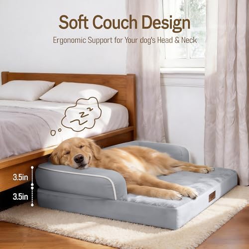 Comfort Expression Extra Large Dog Bed Orthopedic - XL Washable Pet Bed for Big Dog Waterproof Pet Couch Memory Foam Sofa Bolster with Removable Cover - 42 x 30 - Image 4