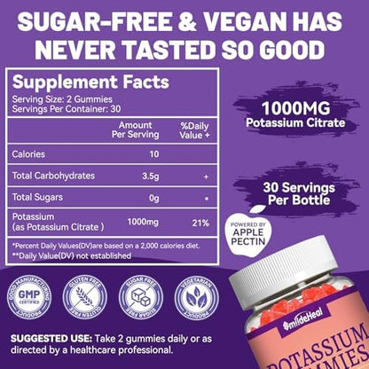 SmildeHeal non GMO gelatin free potassium supplement 60 count bottle side view