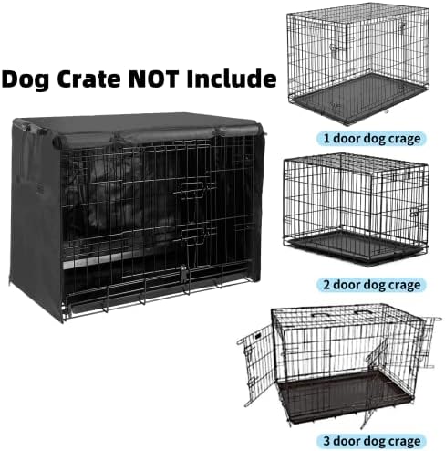 Joroamp 48 inch dog crate cover showing the bottom toggle and hook switches secured to the metal wire frame.