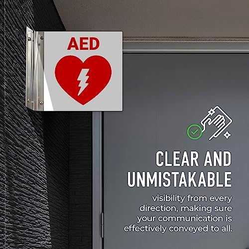 Durable aluminum composite AED sign showing V-shape design