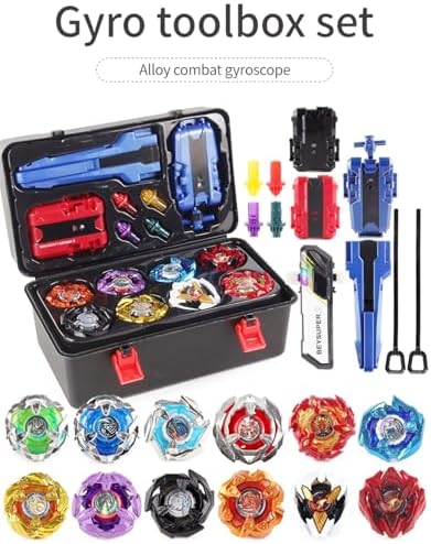LJXTTDZS 12 piece gyro toy set inside portable storage box