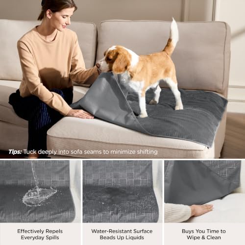 Close up view of the ultra soft crystal plush surface on the Bedsure furniture protector.