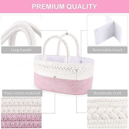 Close up of ABenkle diaper basket showing cotton rope texture