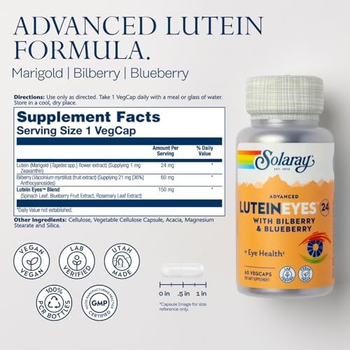 Solaray Advanced Lutein Eyes supplement facts label