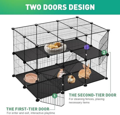VISCOO 41 Panels Pet Playpen, 35.4" L x 23.6" W x 23.6" H Small Animal Playpen with 2 Doors, C&C Cage for Guinea Pigs,Rabbit,Bunny,Hedgehogs, Puppy Play Pen Indoor Outdoor, Two-Story Chicken Play Pen - Image 5