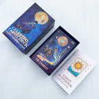 Major arcana celestial tarot cards showing detailed moon and star illustrations.