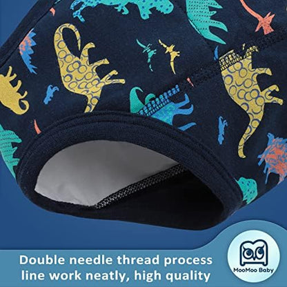 Stretchy elastic waistband and leg opening details on the washable toddler potty training briefs