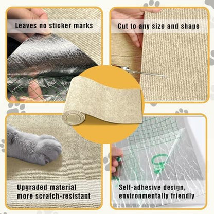 Cat scratch mat backing being peeled off to show the self adhesive layer.