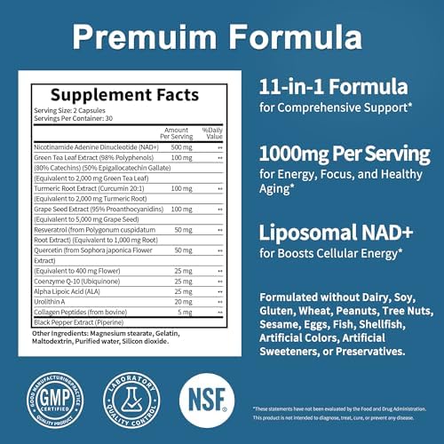 JuvaNutra NAD Supplement 11-in-1 extra strength capsule close up