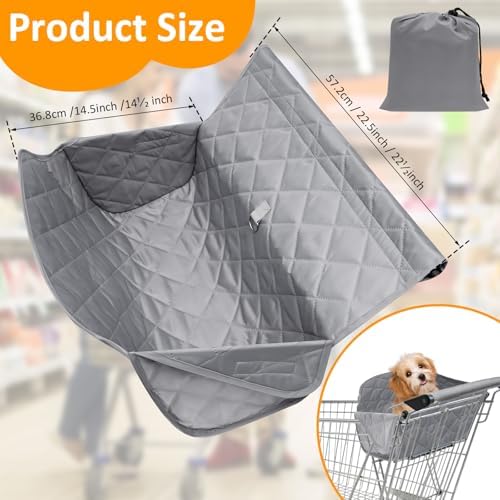 Quilted dog grocery cart liner with safety leash