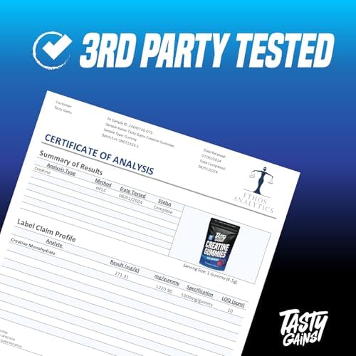 Tasty Gains Creatine Gummies texture and chewable shape view