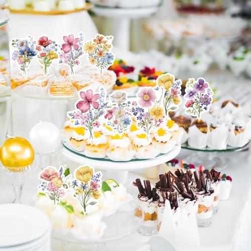 Floral cupcake toppers for Baby in Bloom baby shower party