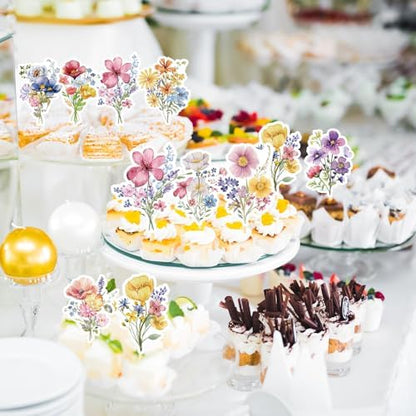 Floral cupcake toppers for Baby in Bloom baby shower party