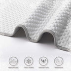 The multi-layer design of the MICROCOSMOS summer mat emphasizing its water-absorbing cotton layer.