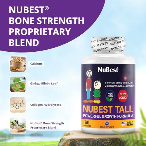 Authentic NuBest Tall sixty capsules nutritional label view with natural herbal ingredients.