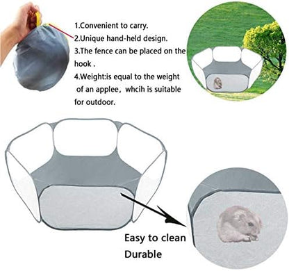 Small Animals Tent,Reptiles Cage,Breathable Transparent Pet Playpen Pop Open Outdoor/Indoor Exercise Fence,Portable Yard Fence (Grey) - Image 6