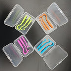Compact storage box for tick removal kit on white background