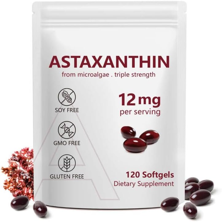 Vortexonix Astaxanthin 12mg 120 Softgels front view premium antioxidant supplement bottle