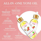 Bassi strawberry scented feminine wash bottle for pH balance.