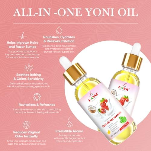 Bassi strawberry scented feminine wash bottle for pH balance.