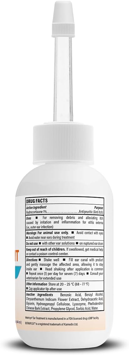Vetericyn dog and cat ear medicine product label details