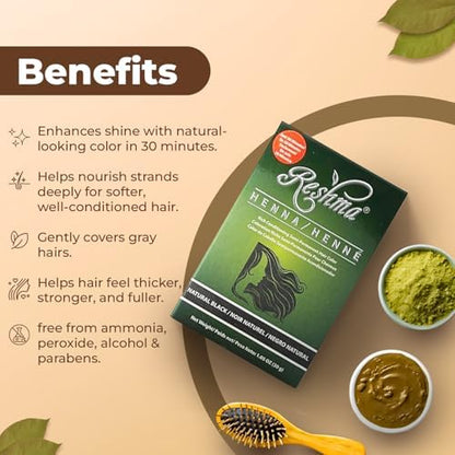 Side view of Reshma Beauty henna hair dye 1.05 ounces pack