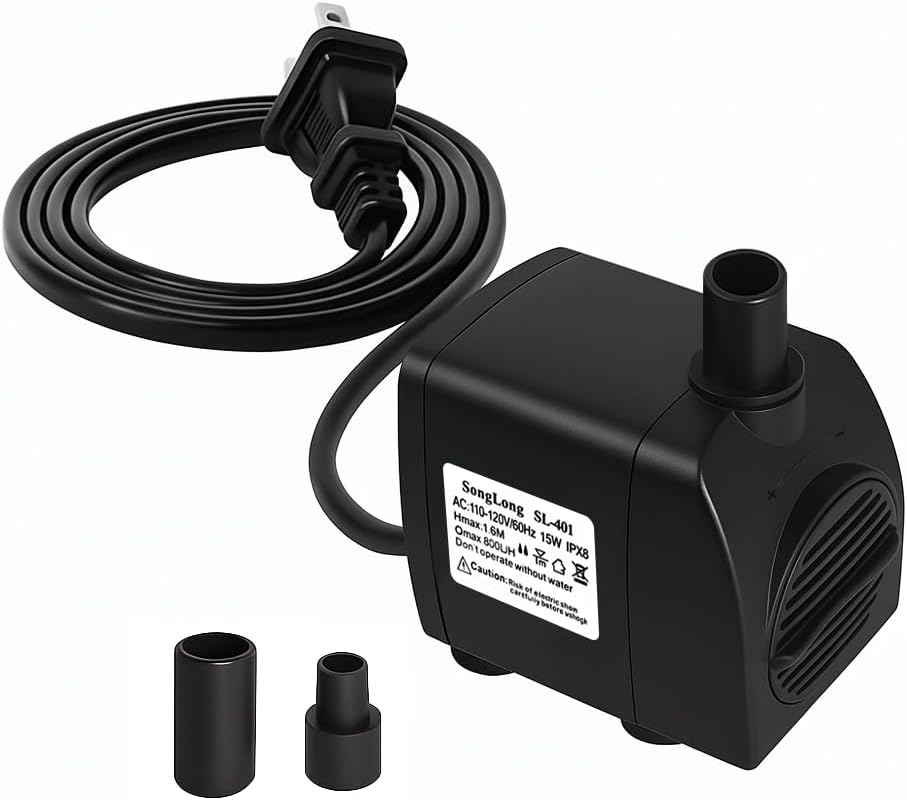 SongLong submersible water pump front view showing adjustable flow knob