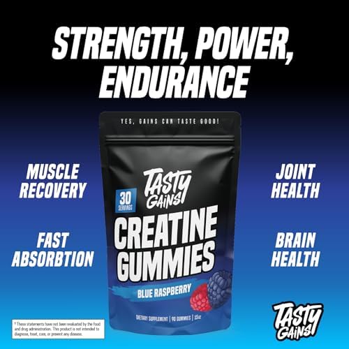 Tasty Gains Creatine Gummies lifestyle workout setting display