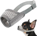 Mayerzon puppy soft mesh muzzle grey side view adjustable strap