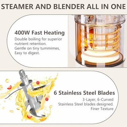 Dorfly automatic puree maker steaming fresh diced vegetables on a countertop