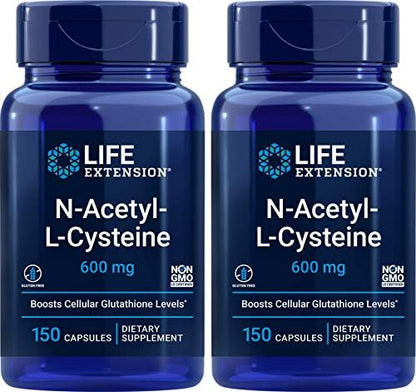 Authentic Life Extension NAC 150 capsules pack of 2 supplement labels