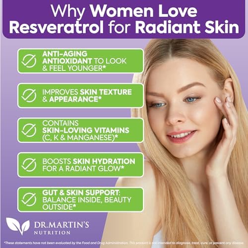 Side view of Dr. Martin's Nutrition resveratrol antioxidant supplement bottle