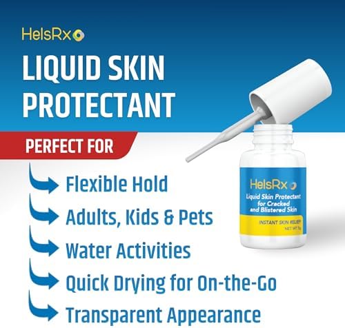 HelsRx invisible skin repair kit showing the fluid ounce bottle, brush, and smoothing buffer block.