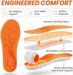 Comparison of the shock absorbing heel pad on the orange massage insole.
