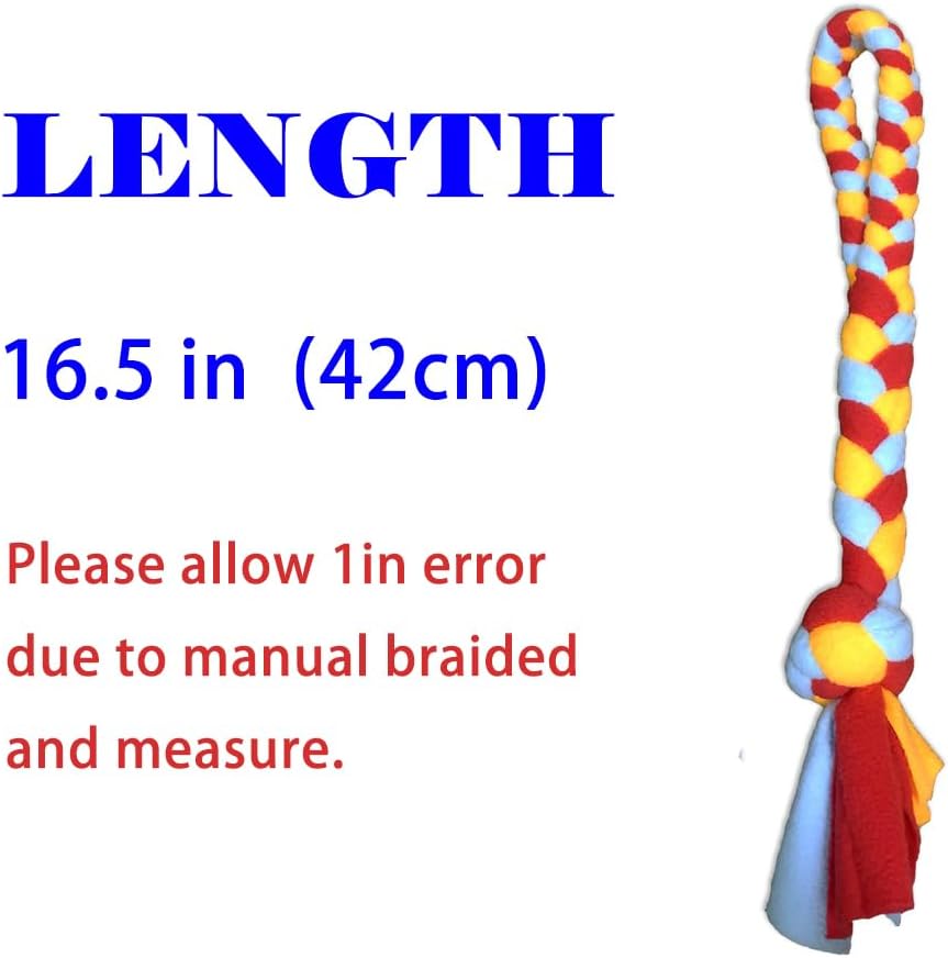 Dewonch imported pet fleece rope toy packaged and ready for indoor or outdoor canine exercise and fetch games