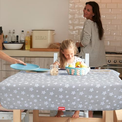 Moonsea mealtime floor mat spread out completely showing its full forty two by forty six inch dimensions.