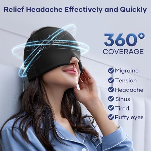 Riheti headache relief mask showing 360 degree gel coverage